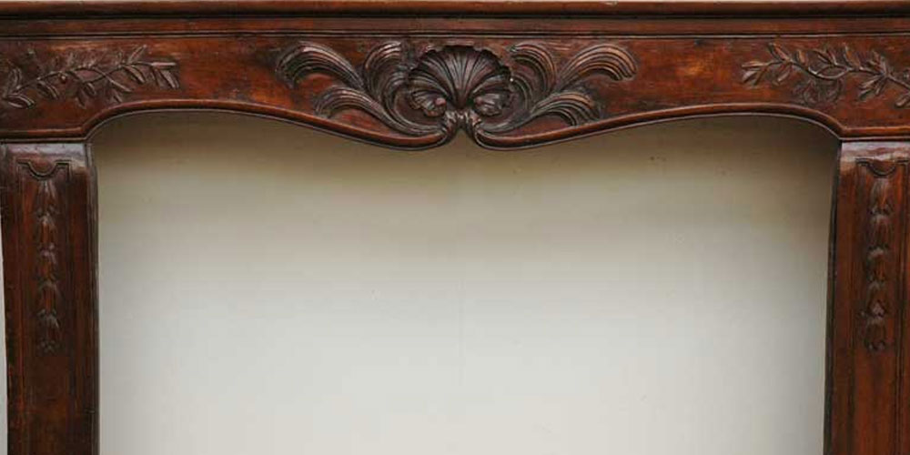Antique Louis XV period Walnut and Beechwood mantel