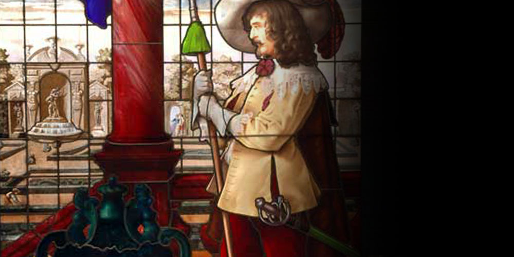 Antique stained glass window signed "Bitterlin Paris 1883"