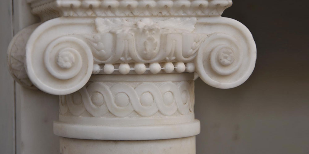 Exceptionnal antique Louis XVI style fireplace in Statuary Carrara marble with columns