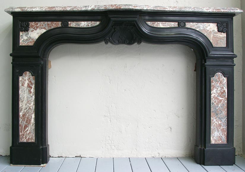 18th century fireplace mantel in two colors of marble-0