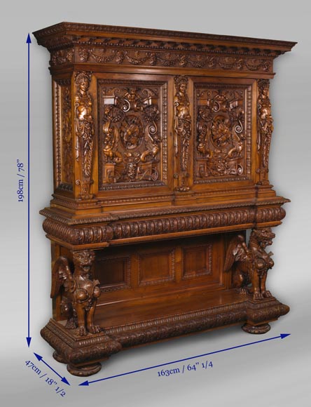 A sumptuous sculpted credenza coming from an exceptional furniture set realized by Moses Michelangelo Guggenheim for the Palazzo Papadopoli in Venice, Italy-18