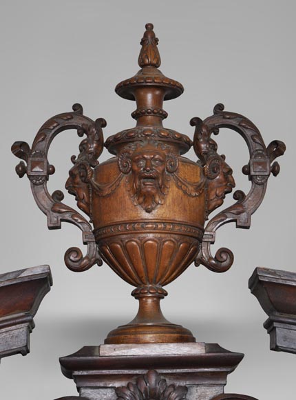 Beautiful antique carved walnut wood dining room set by the french cabinetmaker Paul Mazaroz-4