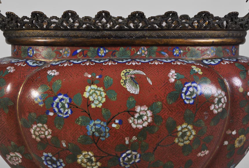 Ormolu mounted and red cloisonne enamel cache-pot-1