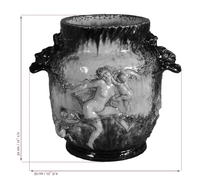 Théodore DECK (1823-1891) and Joseph Gustave CHERET (1838-1894) - Large vase with decoration of nymphs and cherubs-9