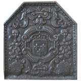 Cast iron fireback with Renaissance figures - Reference 0396&nbsp;Width&nbsp;1' 11'' ⅝&nbsp;&nbsp;&nbsp;60cm&nbsp;Height&nbsp;2' 1'' ⅝&nbsp;&nbsp;&nbsp;65cm