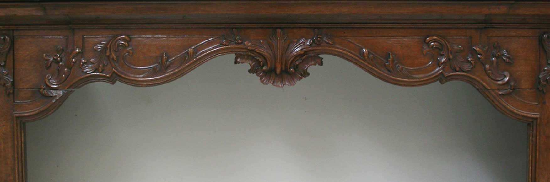 Oak mantle and trumeau with portrait of lady-1