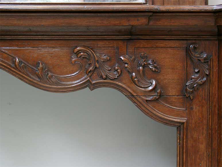 Oak mantle and trumeau with portrait of lady-2