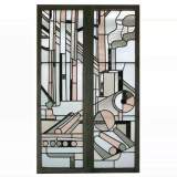 Right-click and open in new tab/window to print picture of ref. 0548 Cubist stained glass window signed Barillet