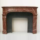 Red marble fireplace mantel. - Reference 0603&nbsp;Width&nbsp;5' 9'' ¼&nbsp;Height&nbsp;4' 4'' ⅜