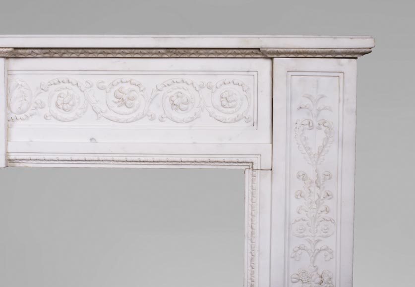 Carrara marble mantel with Vulcan's forge cartouche-10