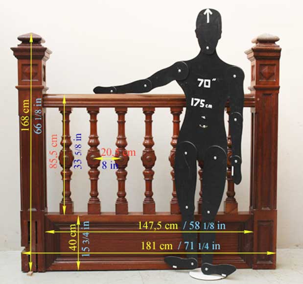 Mahogany newel post and staircase late 19th century. Stairs and banisters