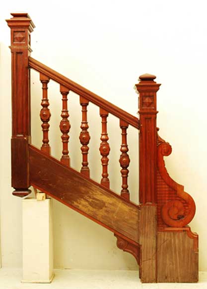 Mahogany newel post and staircase late 19th century.-0