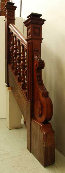 Mahogany newel post and staircase late 19th century.-1