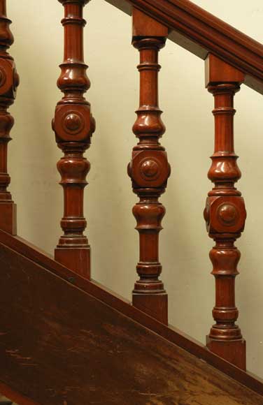 Mahogany newel post and staircase late 19th century.-8