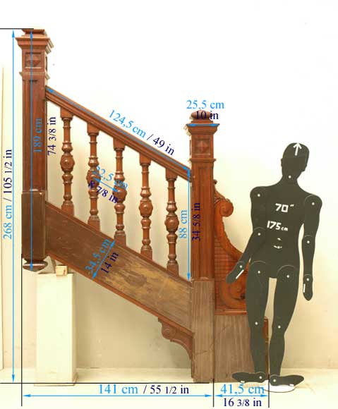 Mahogany newel post and staircase late 19th century.-17