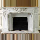 Regence style elegantly carved Carrara marble fireplace mantel  - Reference 0870&nbsp;Width&nbsp;5' 8'' ½&nbsp;&nbsp;&nbsp;174cm&nbsp;Height&nbsp;3' 8'' ½&nbsp;&nbsp;&nbsp;113cm