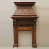 Antique wood fireplace mantel and trumeau - Reference 0876&nbsp;Width&nbsp;5' 4'' ⅝&nbsp;Height&nbsp;8' 6'' ⅜