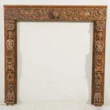 Front of mantel in sculpted wood. - Reference 0891 Width 3' 10'' ½   118cm Height 3' 9'' ⅝   116cm