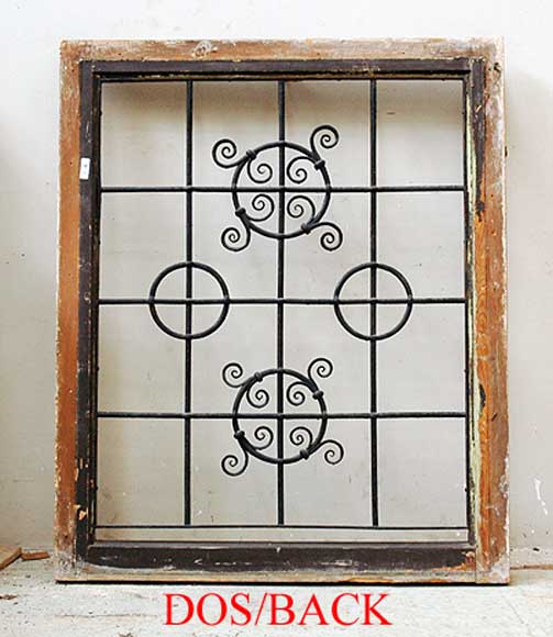 Pair of square wrought iron windows-12