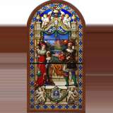 Exceptional historicist stained glass window signed Lorin and dated 1882 - Reference 0963&nbsp;Width&nbsp;3' 8'' ½&nbsp;Height&nbsp;7' 3'' ¾