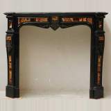Fireplace mantel in black marble with onyx inlays - Reference 0974&nbsp;Width&nbsp;4' 5'' ½&nbsp;&nbsp;&nbsp;136cm&nbsp;Height&nbsp;3' 8'' ⅛&nbsp;&nbsp;&nbsp;112cm
