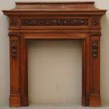 Carved oak fireplace mantel