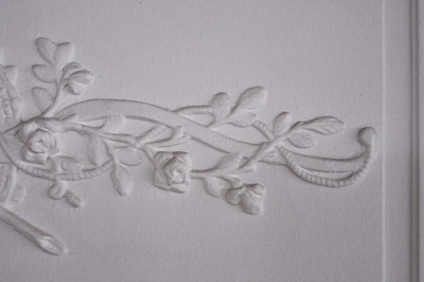 A Louis XVI style painted in white Overmantel with a bow-2