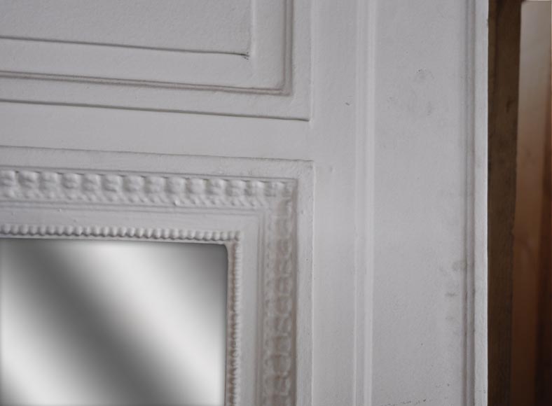 A Louis XVI style painted in white Overmantel with a bow-3