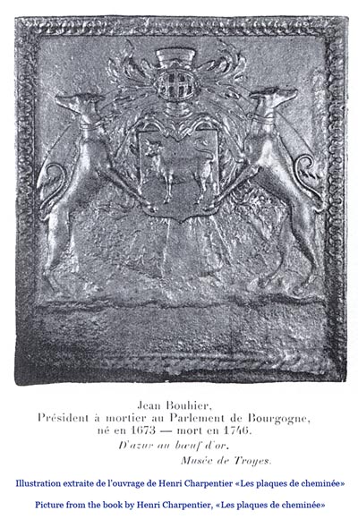 Important antique fireback with Jean Bouhier de Savigny coat of arms, first half of the 18th century-10