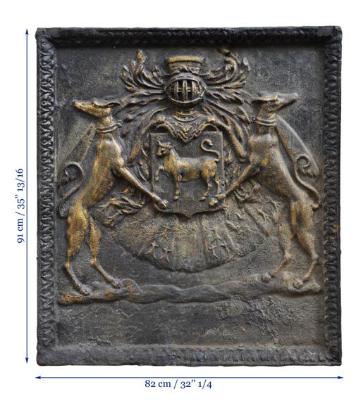 Important antique fireback with Jean Bouhier de Savigny coat of arms, first half of the 18th century-11
