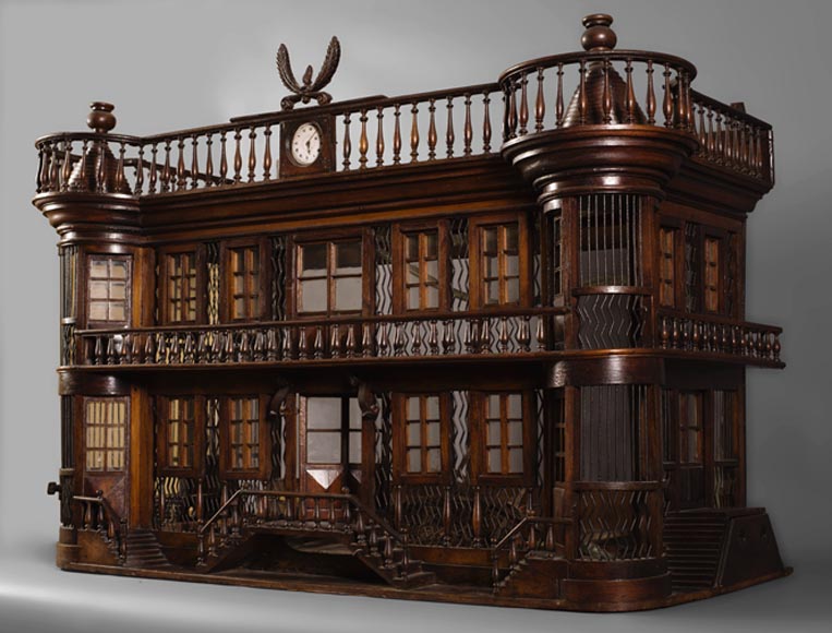 Rare antique bird cage in the shape of a miniature castle, late 19th century-0