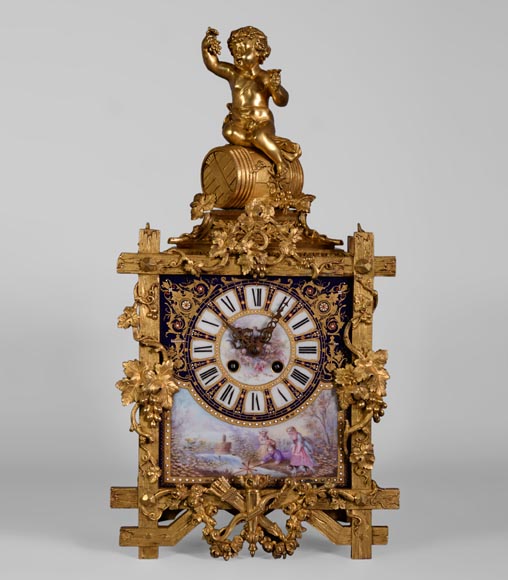 A Napoleon III style clock made out of porcelain and gilded bronze representing Bacchus, god of wine-0