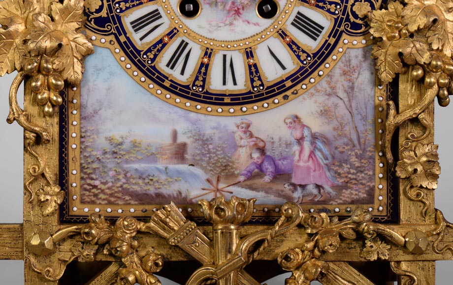 A Napoleon III style clock made out of porcelain and gilded bronze representing Bacchus, god of wine-5