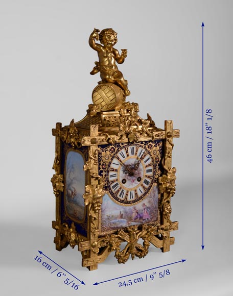 A Napoleon III style clock made out of porcelain and gilded bronze representing Bacchus, god of wine-10