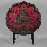 Maison MARNYHAC (att. to) - Antique Chinese style firescreen in brown patina bronze, second half of the 19th century