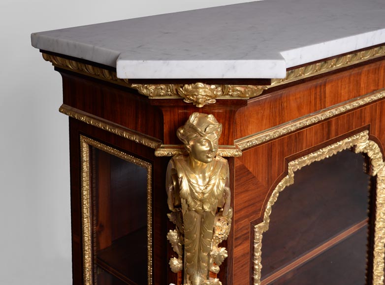 MONBRO (att. to) Pair of cabinets with  espagnolettes in gilt bronze-4