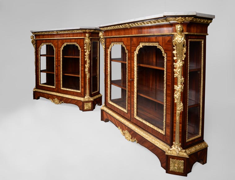 MONBRO (att. to) Pair of cabinets with  espagnolettes in gilt bronze-10