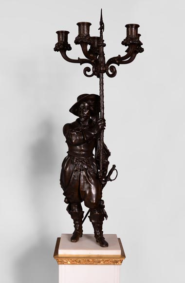 Alfred Émile O'Hara de Nieuwerkerke - Equestrian statue of William the Silent, Prince of Orange Nassau and two candelabras with halberdiers after Carlo Marochetti.-11