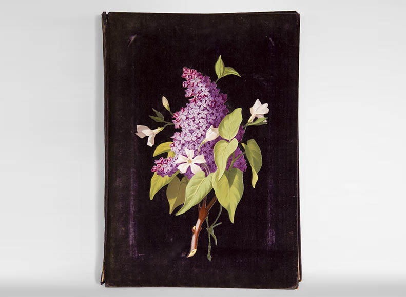 Julien-Nicolas RIVART (1802-1867) - Purple velvet Folder decorated of porcelain marquetry-0