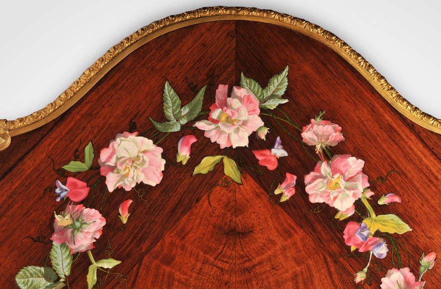 Julien-Nicolas RIVART (1802-1867) - Louis XV style Rosewood Table with decor of porcelain marquetry-6