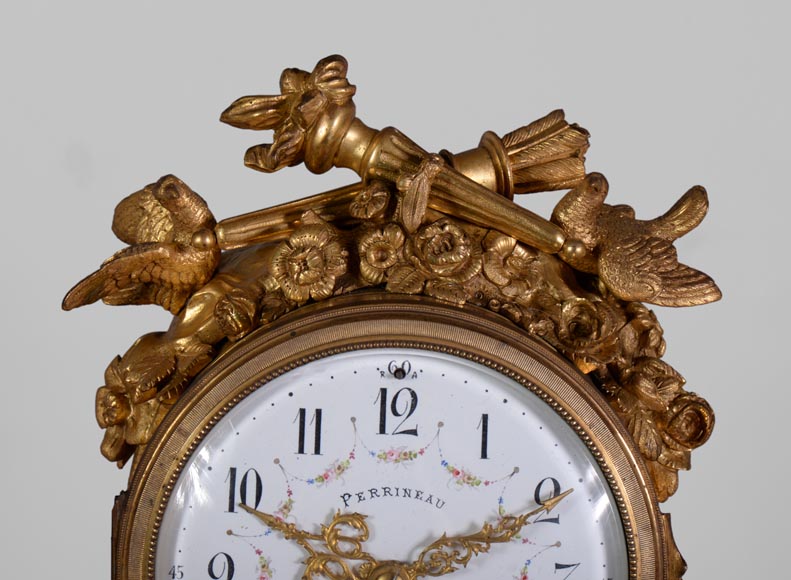 Louis XVI style little clock with putti by Perrineau-2