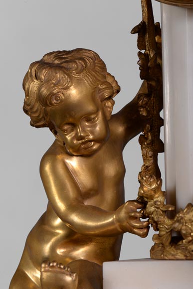 Louis XVI style little clock with putti by Perrineau-9