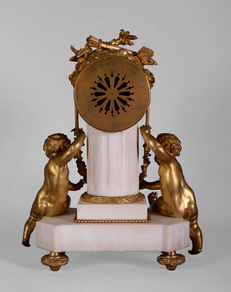 Louis XVI style little clock with putti by Perrineau-11