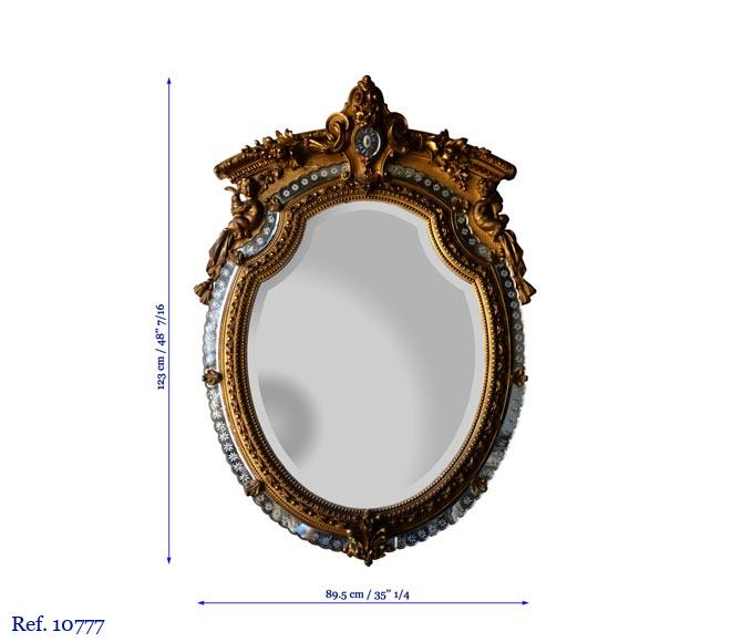 Beautiful antique Napoleon III style mirror with partitions and putti decor-5