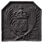 Antique cast iron fireback with the French coat of arms dated 1659