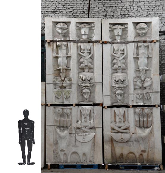 Set of ethnic style monumental decorative elements in plaster, 20th century-0