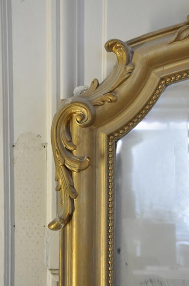 Antique small Louis XV style overmantel pierglass with pearls-2
