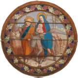Round Stained glass window The flight into Egypt - Reference 1090 Width 3' 7'' ¼ 110cm Height 3' 7'' ¼ 110cm Round Stained glass window The flight into Egypt - Reference 1090 Width 3' 7'' ¼ 110cm Height 3' 7'' ¼ 110cm