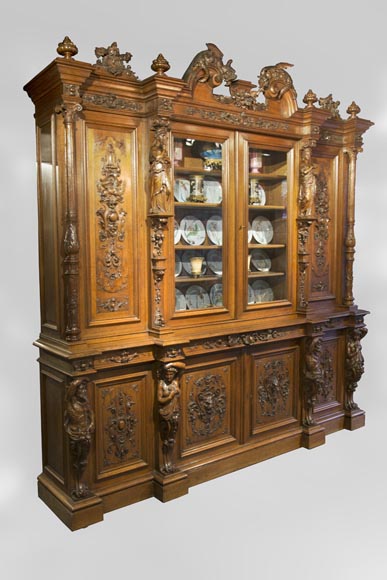 Richly carved Neo-Renaissance style buffet-1