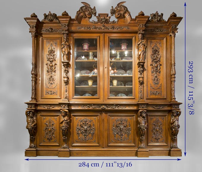 Richly carved Neo-Renaissance style buffet-21